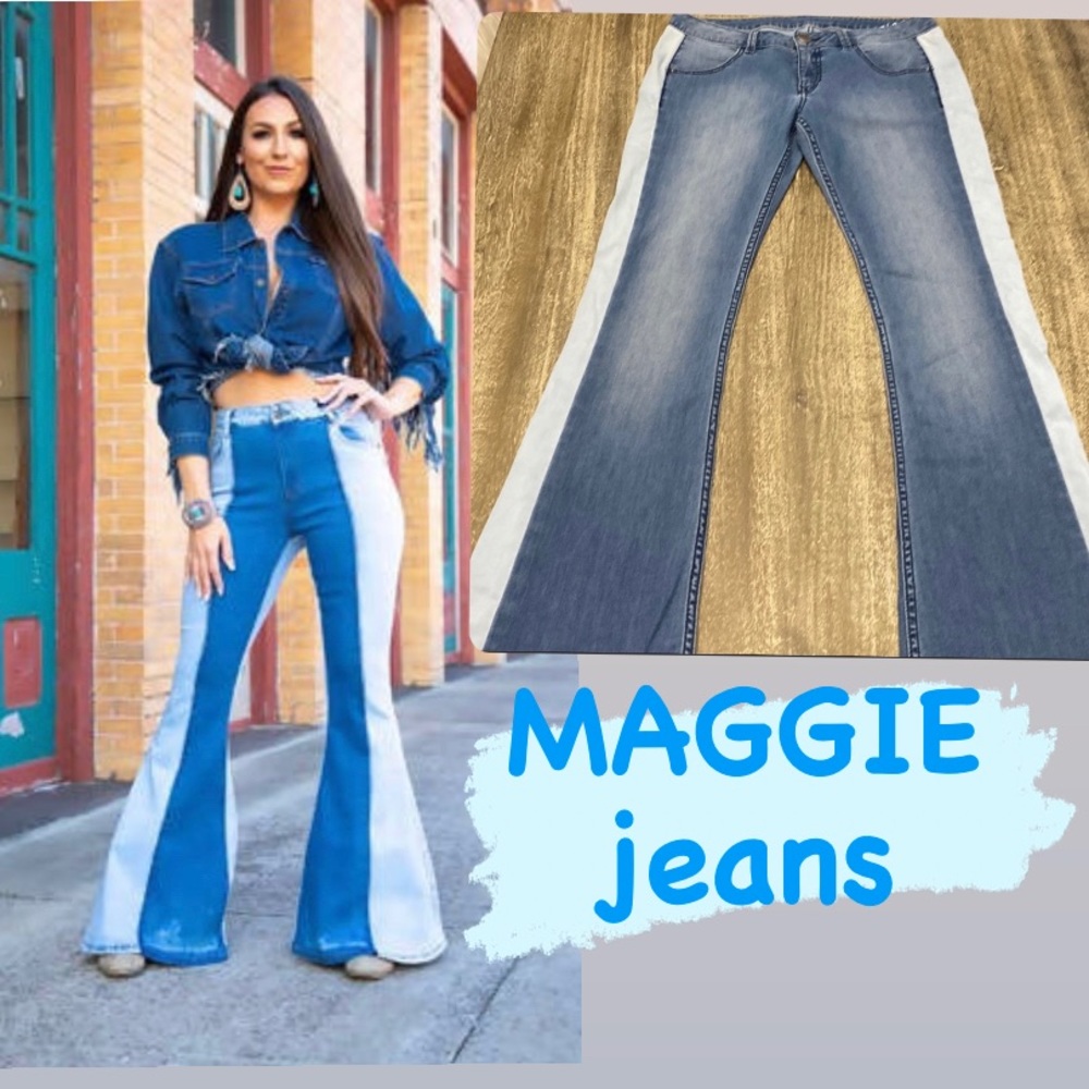 Super soft wide leg low rise jeans two tone